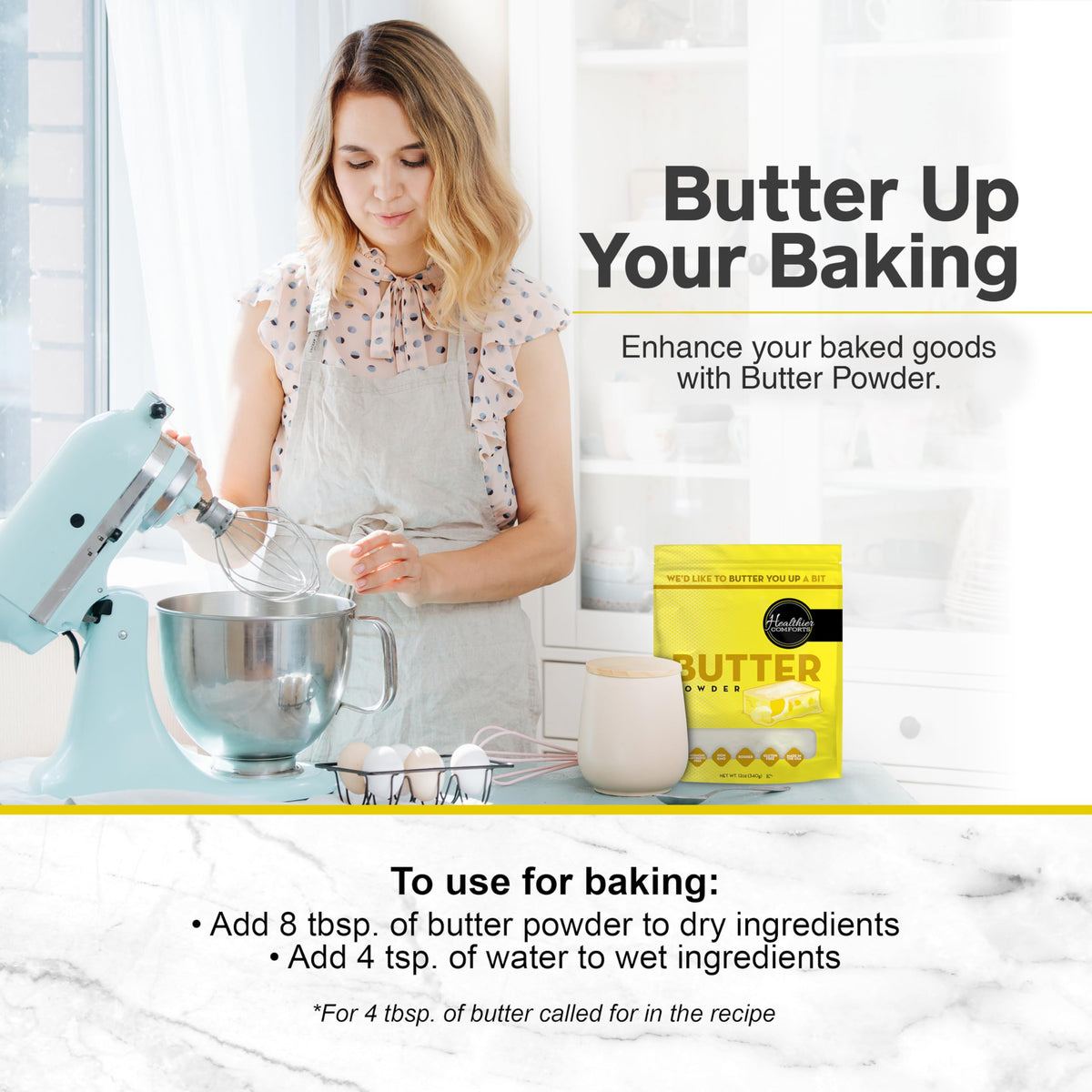 Healthier Comforts Butter Powder gravy: quick, rich gravies.