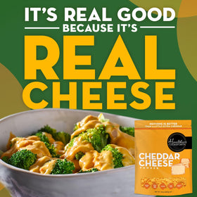 Healthier Comforts cheddar cheese powder added to macaroni boosts rich flavor