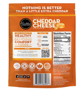 Healthier Comforts Organic Cheddar Cheese Powder kitchen use as quick cheese flavor