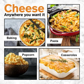 Healthier Comforts Organic Cheddar Cheese Powder added to pasta sauce for depth