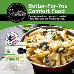 Healthier Comforts Organic Parmesan Cheese Powder pantry storage keeps freshness