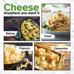 Healthier Comforts Parmesan Cheese Powder on popcorn as a tasty topping.