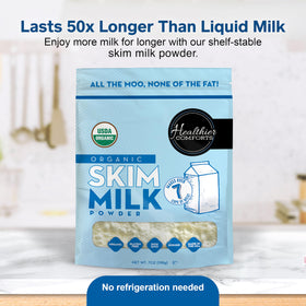 Healthier Comforts Organic Skim Milk Powder used as a dairy creamer in coffee