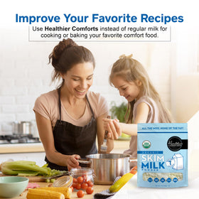 Healthier Comforts Organic Skim Milk Powder stored in pantry for long shelf life