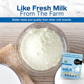 Healthier Comforts Organic Skim Milk Powder in a smoothie for a creamy texture