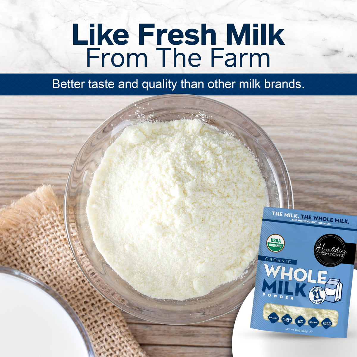 Healthier Comforts Organic Milk Powder used in baking for richer textures