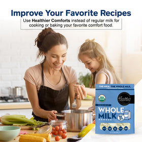 Healthier Comforts Organic Milk Powder offers long shelf life for convenience