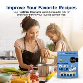Shelf-stable Healthier Comforts powder reduces last-minute store trips.
