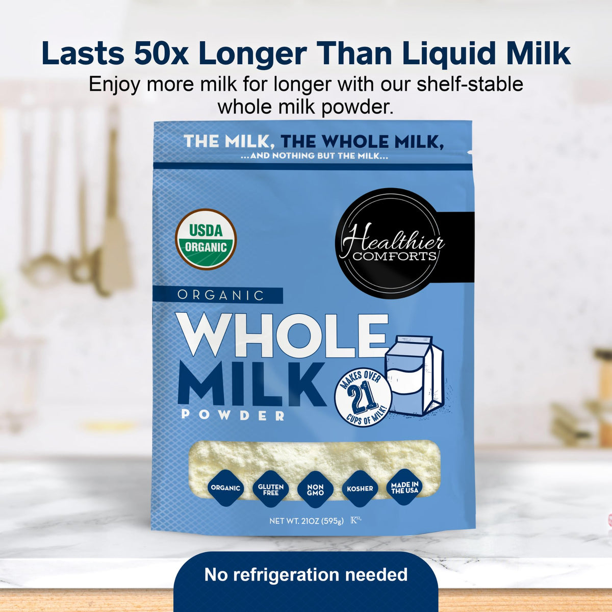 Healthier Comforts Milk Powder sourced from pasture-fed cows enhances flavor