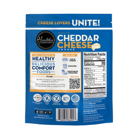 Healthier Comforts White Cheddar Powder closeup with granular texture
