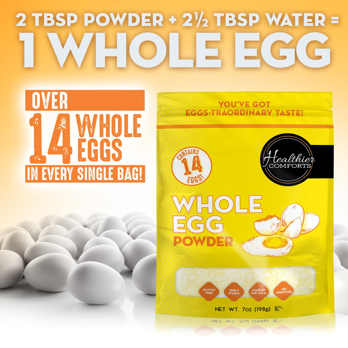 Healthier Comforts Whole Egg Powder scrambled eggs ready outdoors.