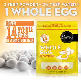 Healthier Comforts Whole Egg Powder scrambled eggs ready outdoors.