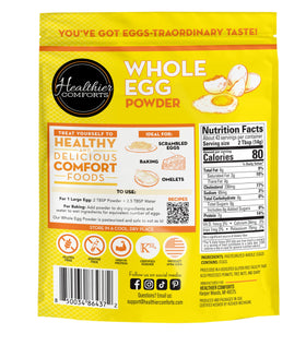 Healthier Comforts powder reconstituted as an eggs substitute in a pan