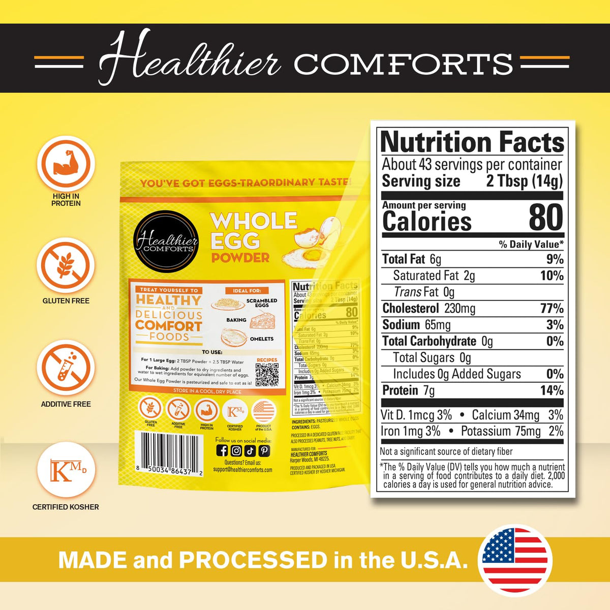 Healthier Comforts ready-to-eat scrambled eggs prepared in a bowl