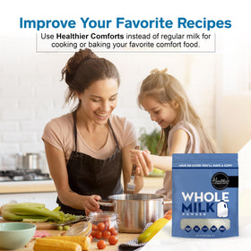Healthier Comforts Whole Milk Powder baking ingredient in batter.
