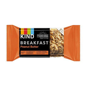 Healthiest Bars Kind Breakfast Bars serving idea with fruit and cup.
