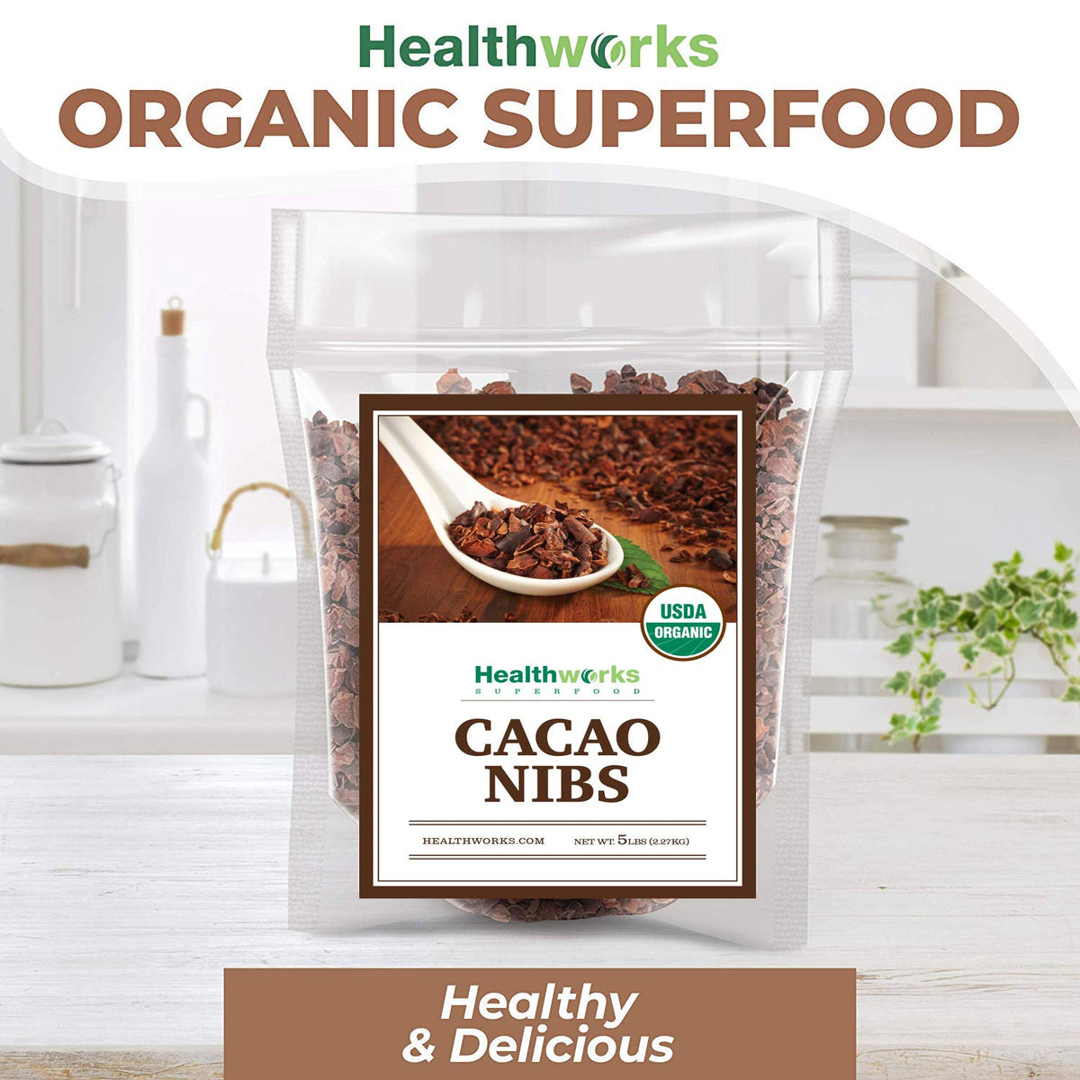 Healthworks Cacao Nibs Organic in coffee, a natural flavor boost.