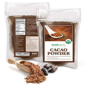 Healthworks cacao powder added to yogurt or oats for flavor