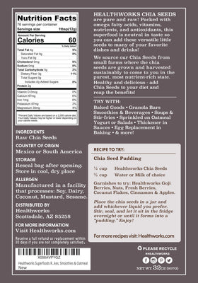Healthworks chia seeds closeup texture – neutral flavor for smoothies.