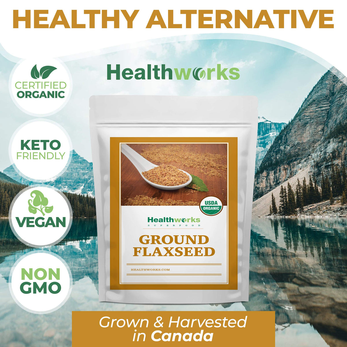 Healthworks flaxseed powder is versatile for baking, smoothies, and topping bowls.