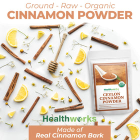 16 oz Healthworks cinnamon powder jar ready for smoothies and oatmeal