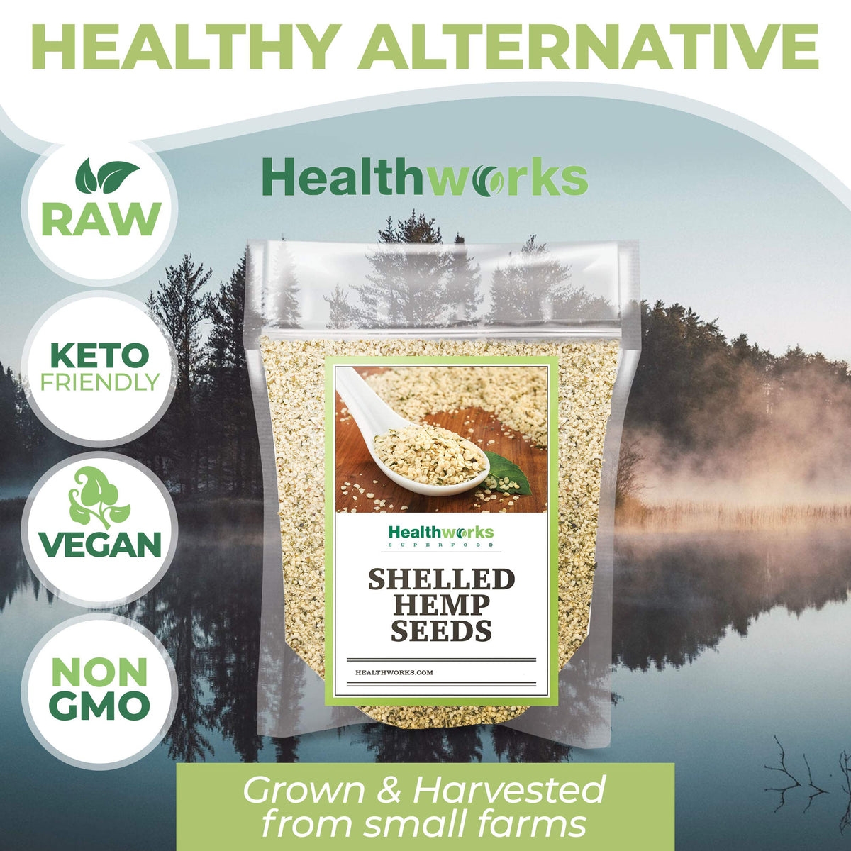 Healthworks hemp hearts snack—fiber-rich, satisfying crunch.