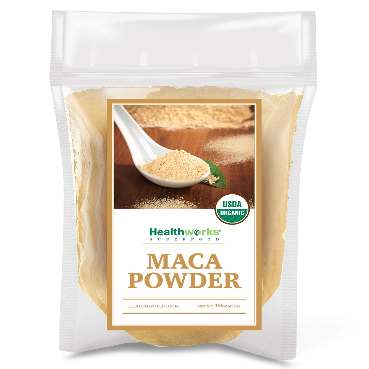 Healthworks Maca Powder front view, ready for daily smoothies and recipes
