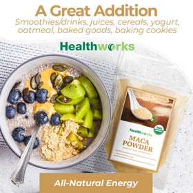 Healthworks Maca Powder jar, keeps powder fresh for baking and drinks