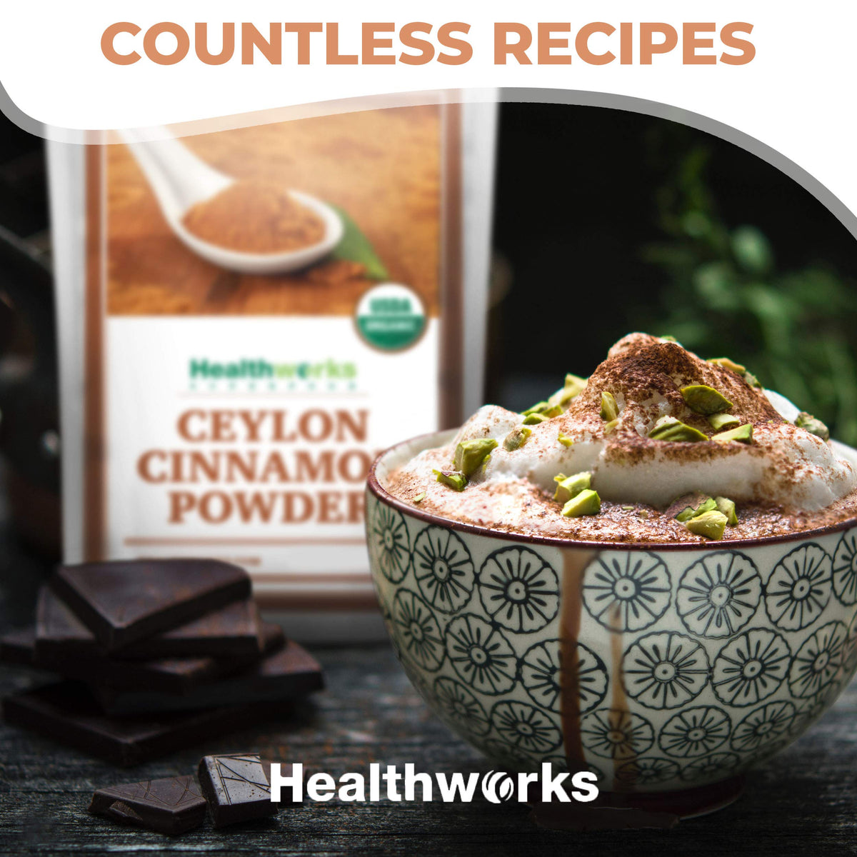 Organic, non-GMO cinnamon powder suitable for keto and vegan cooking