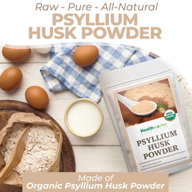 Psyllium Husk Powder dissolving in liquid for quick hydration and fiber boost