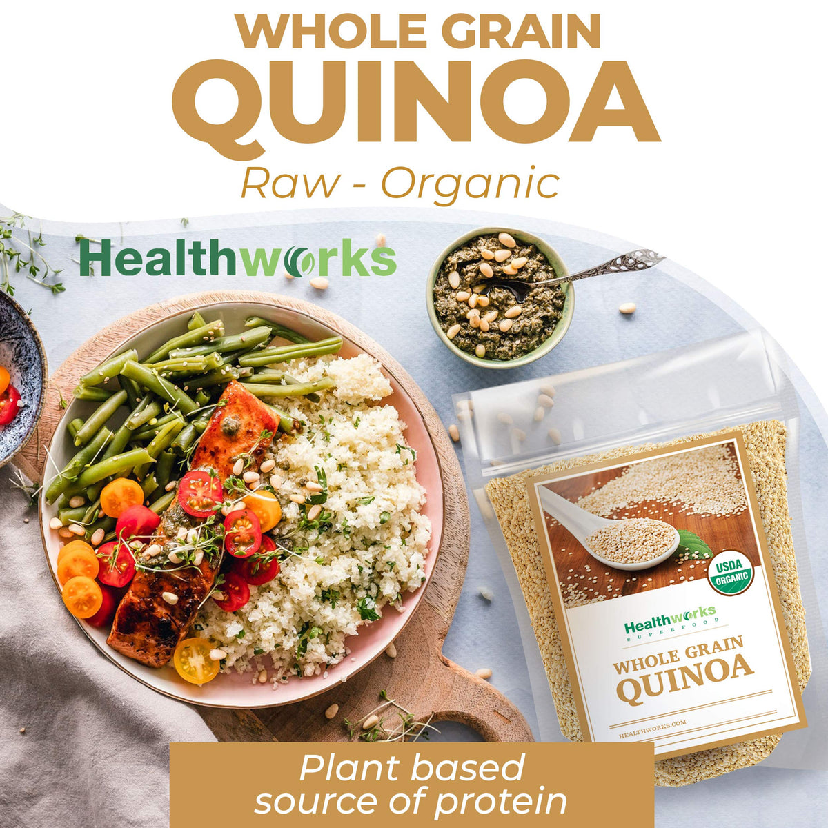 Healthworks Quinoa in pot boiling demonstrates quick, fluffy texture for meals.