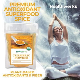Healthworks Turmeric Powder in curry dish adding warm golden hue