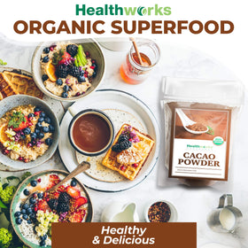 Healthworks Vegan cacao powder elevates coffee and shakes.