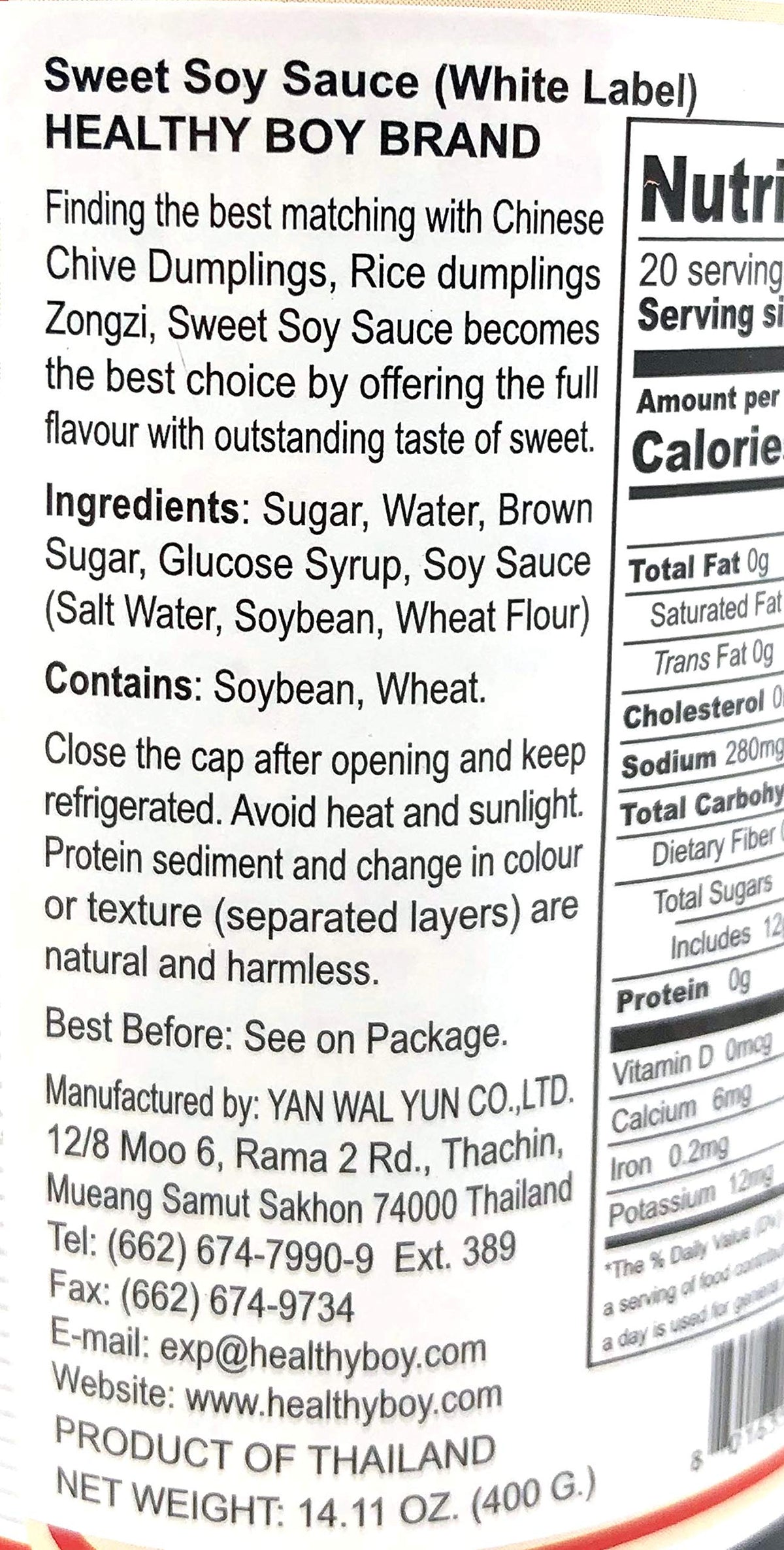 Healthy Boy Thai Sweet Soy Sauce packaging shows two 14 oz glass bottles for home kitchens.