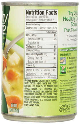 Healthy Choice Soup variety pack chicken with rice can, comforting dinner idea