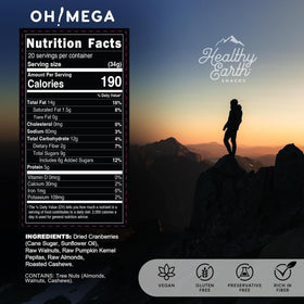 Healthy Earth nutrition label emphasizing gluten-free and preservative-free promise.