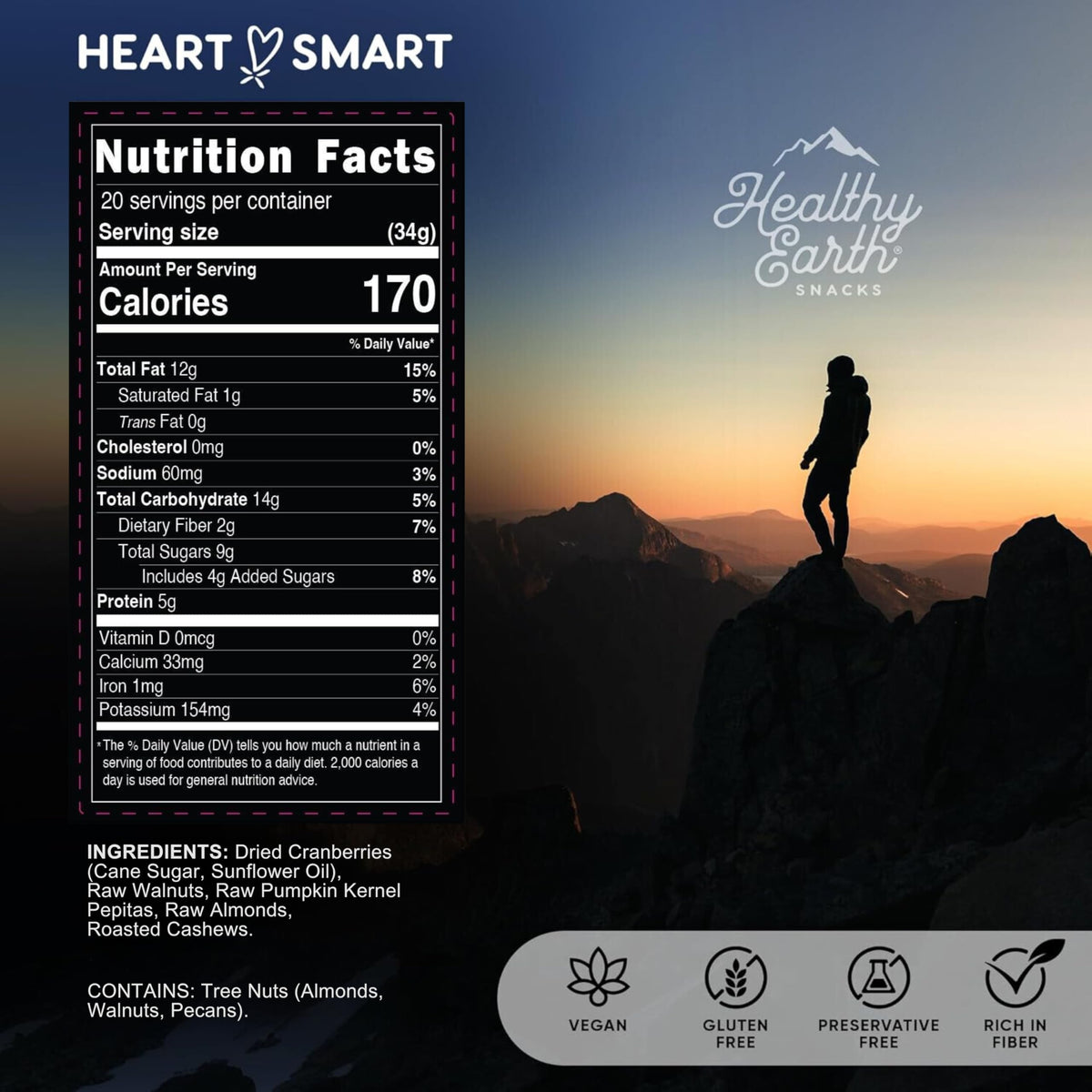 Close-up of Healthy Earth Oh! Mega Medley ingredients for a protein-rich snack.
