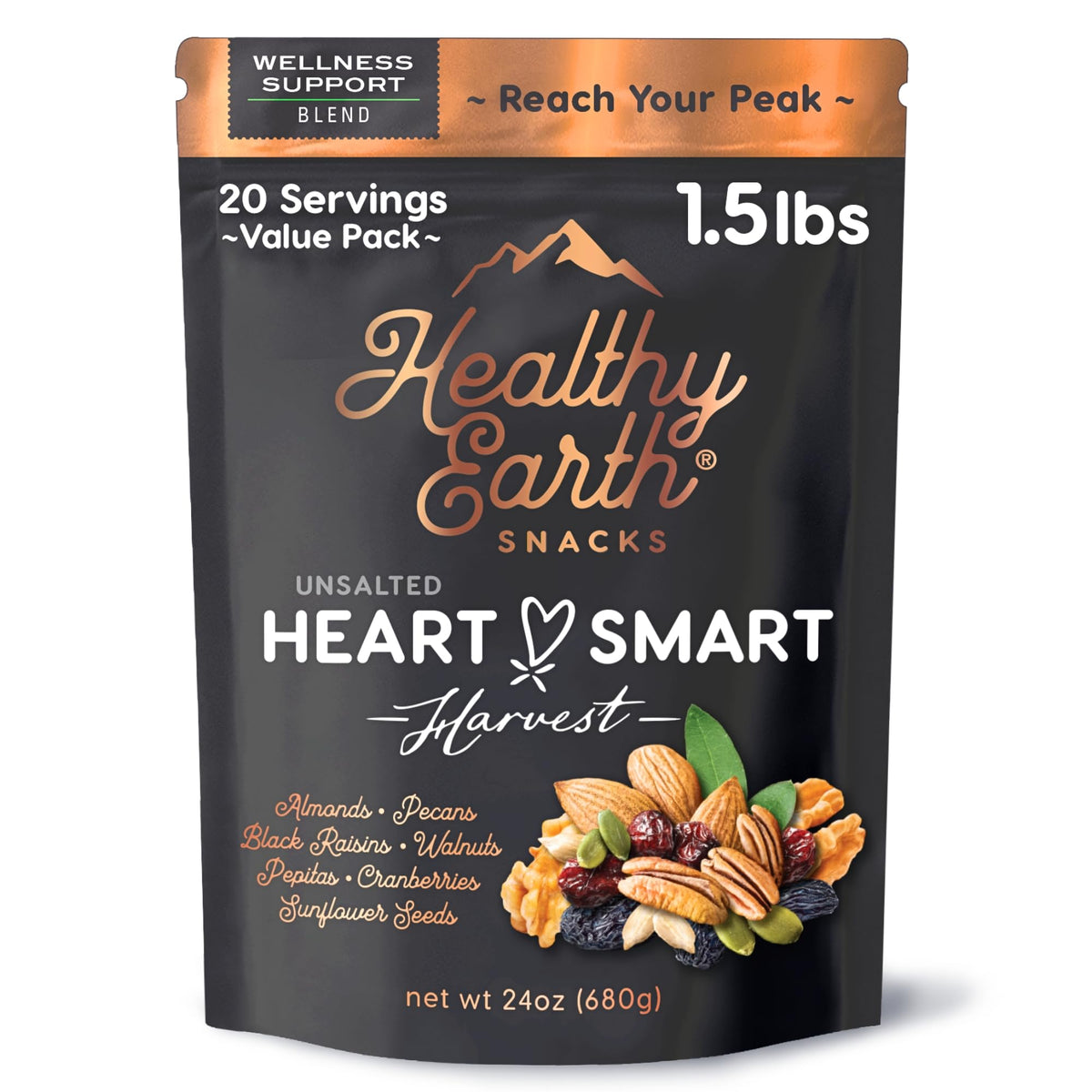 Healthy Earth Oh! Mega Medley in a sealed bag for on-the-go snacking.