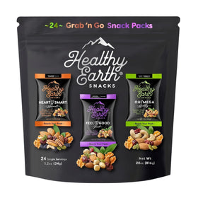 Healthy Earth Snacks 3 Flavors Variety Pack front view, ready-to-eat mix for on-the-go snacking