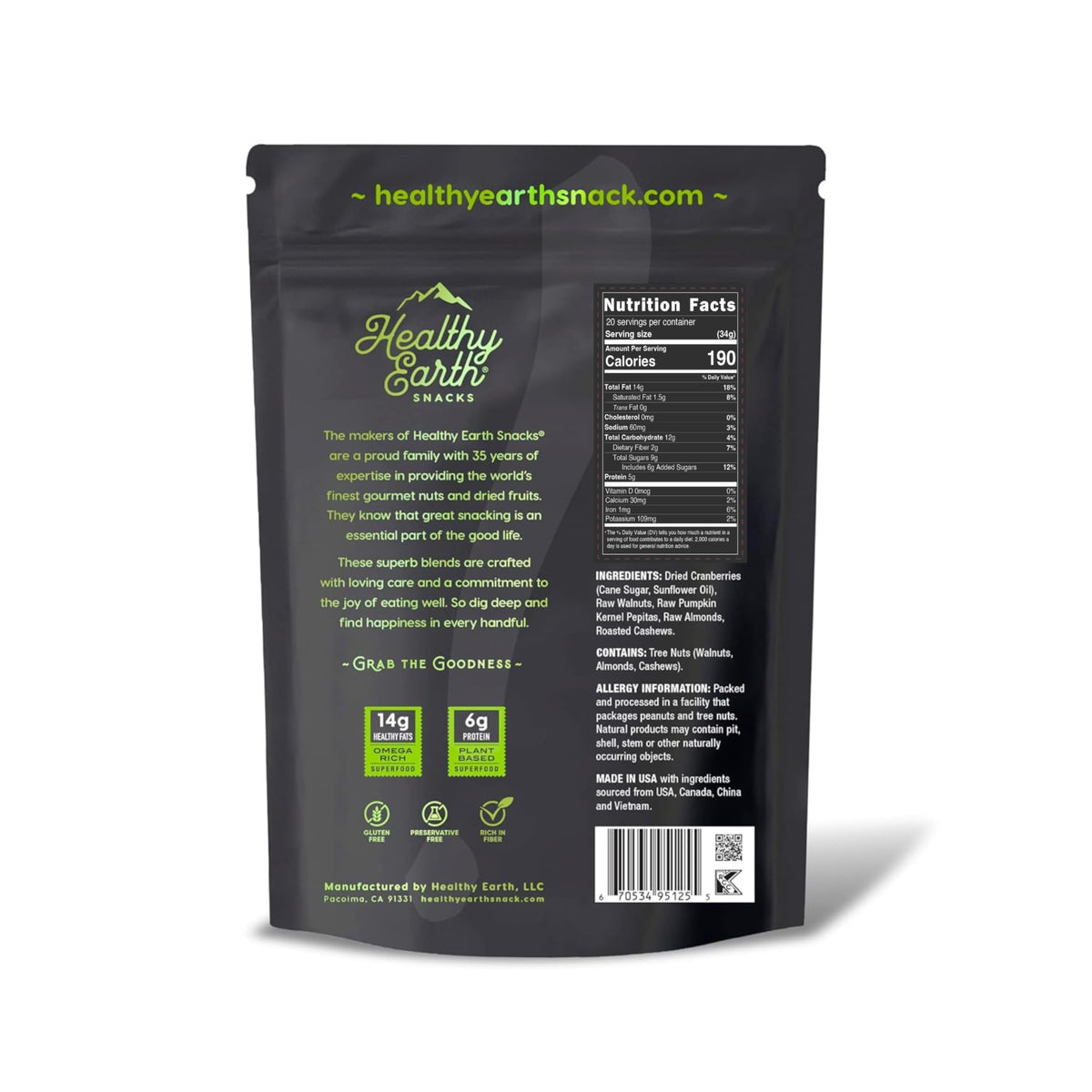 Healthy Earth sustainable sourcing farm imagery underlines responsible harvest.