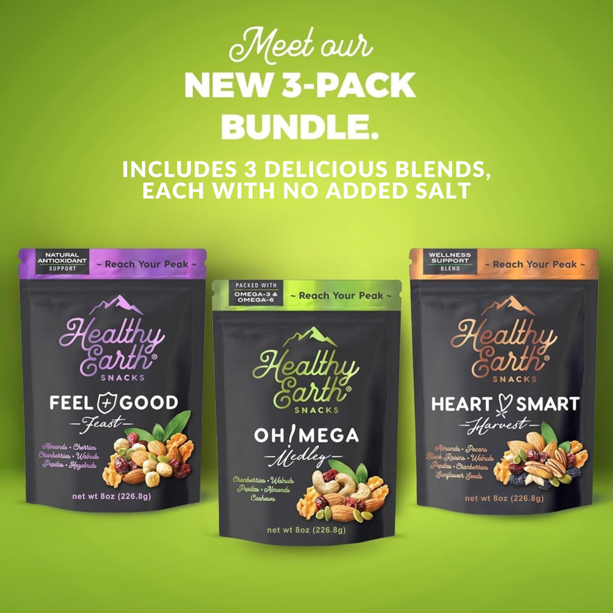 Healthy Earth Trail Mix variety blends with vibrant textures and colors.