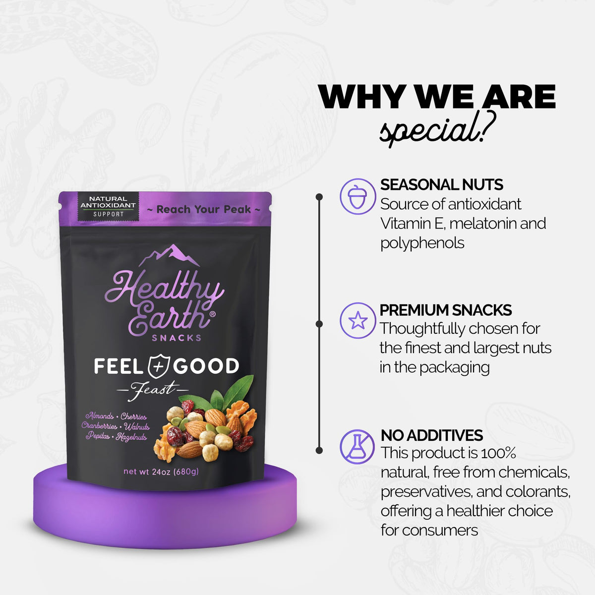 Healthy Earth vegan gluten-free snack pack suitable for active lifestyles.