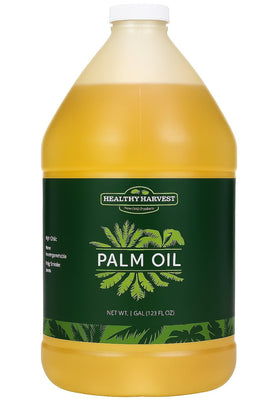Healthy Harvest palm oil pouring bottle highlighting clean flavor and versatility