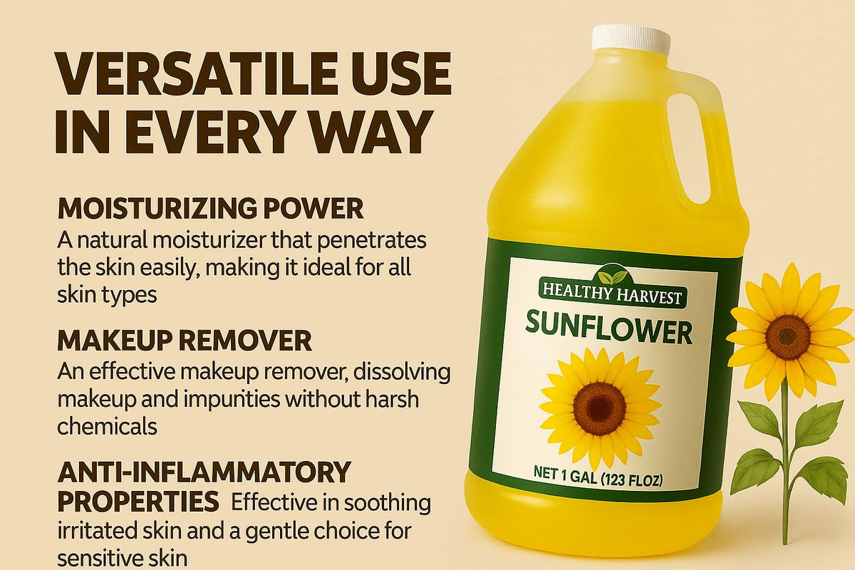 Healthy Harvest Sunflower Oil non-GMO label confirms trusted ingredients.