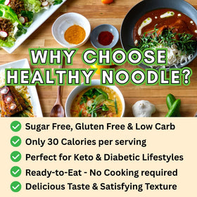 Healthy Noodle product-of-japan label reinforces origin and quality.