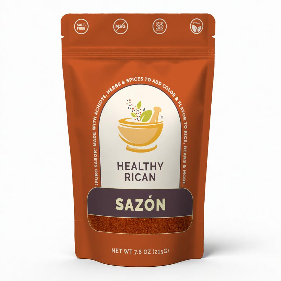 Healthy Rican Sazon large pouch bottle closeup for authentic Latin flavor in home cooking