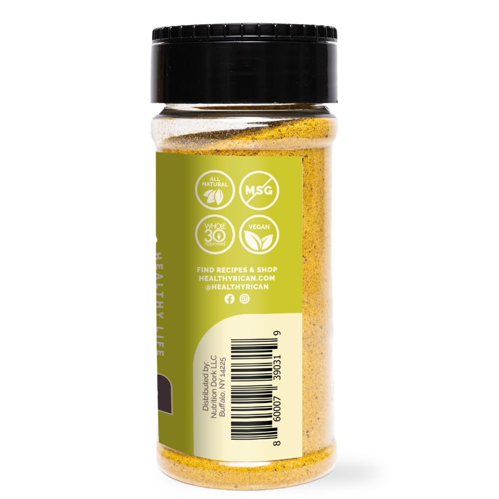 Healthy Rican sazon shaker dispense adds golden color and aroma to rice and beans.