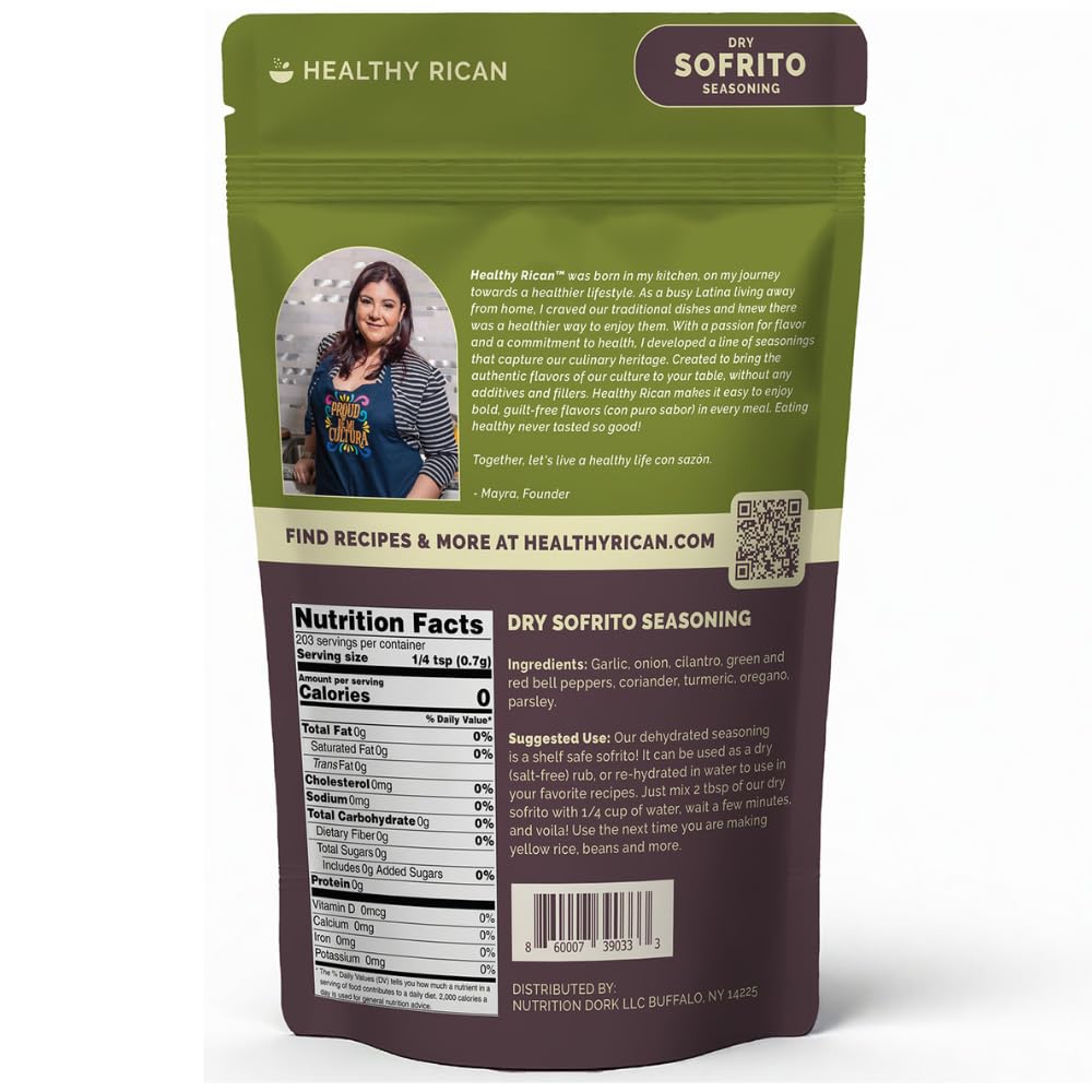 Healthy Rican Sofrito dry-blend bottle for quick marinating.