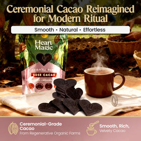 Heart Magic heart-shaped cacao solid melts cleanly for a quick ritual.