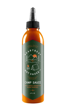 Heartbeat Camp Sauce bottle ready to drizzle bold camp meal flavor.